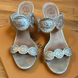 Jack Rogers gold wedges